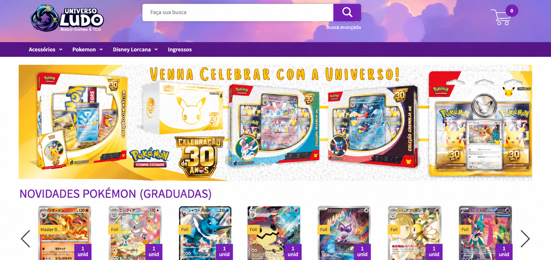Loja online da Universo Ludo na Liga Pokémon